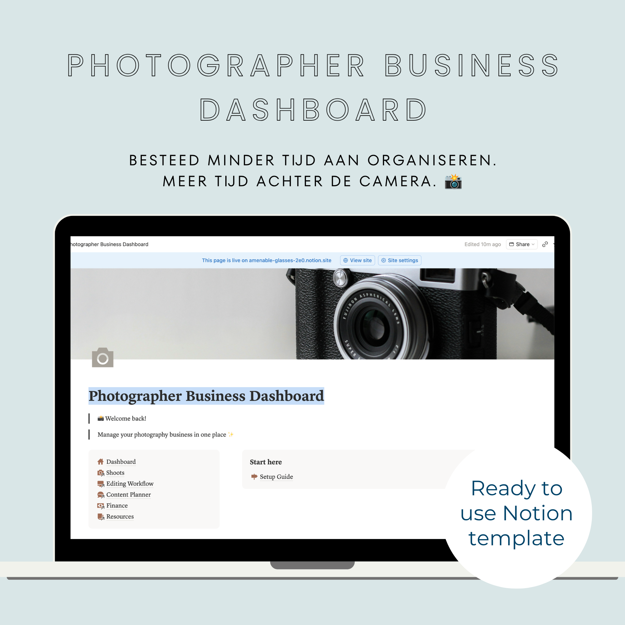 Notion Photographer Business Dashboard