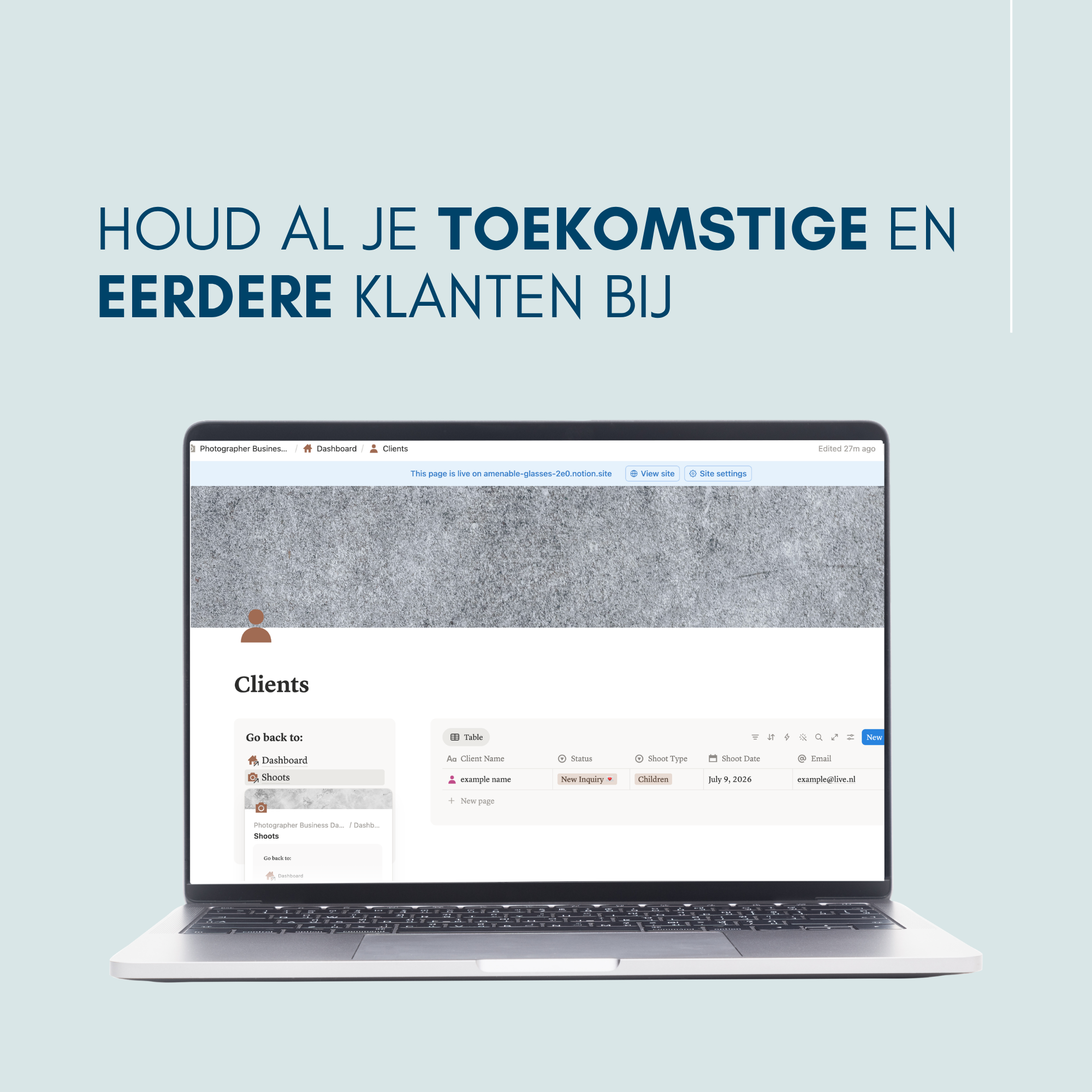 Notion Photographer Business Dashboard - Afbeelding 2